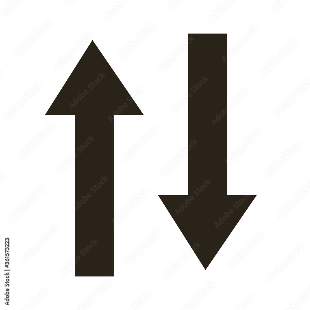 arrows up and down direction silhouette style icon arrows up and down direction silhouette style icon