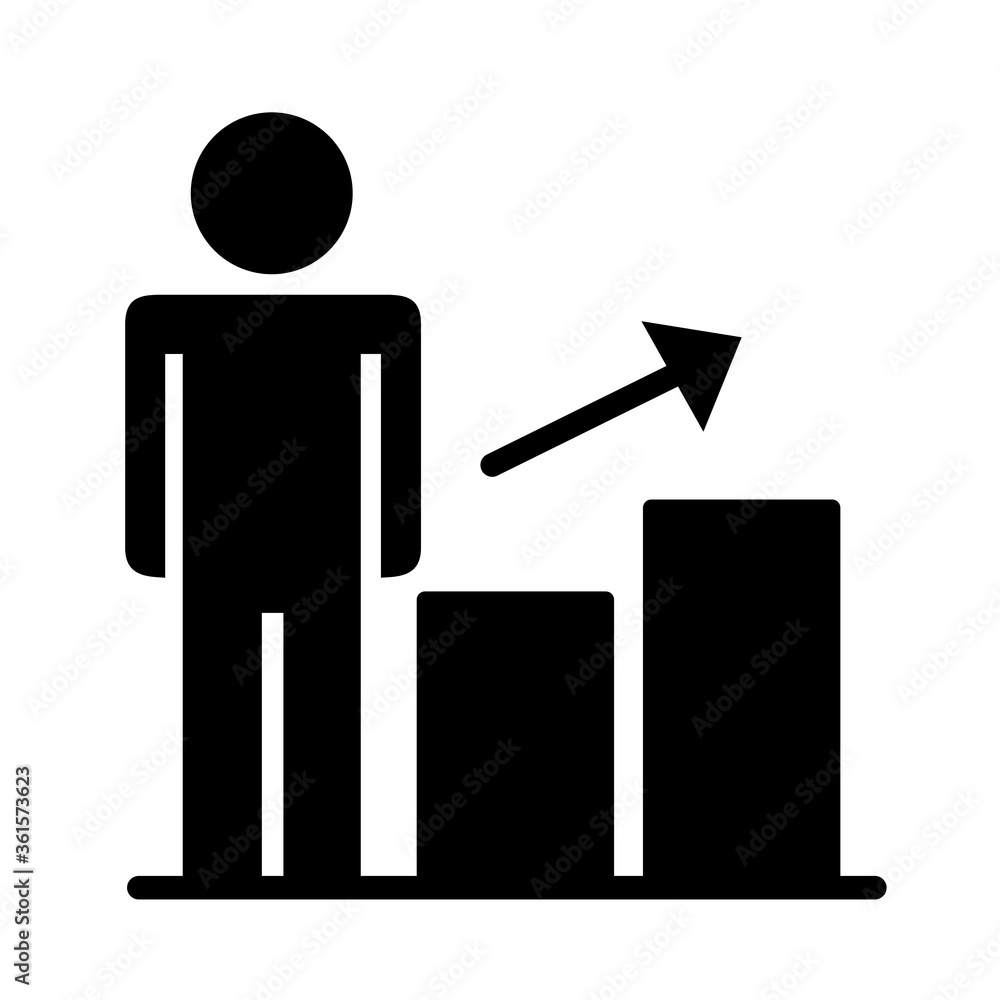 businessman figure with bars arrow infographic silhouette style icon businessman figure with bars arrow infographic silhouette style icon