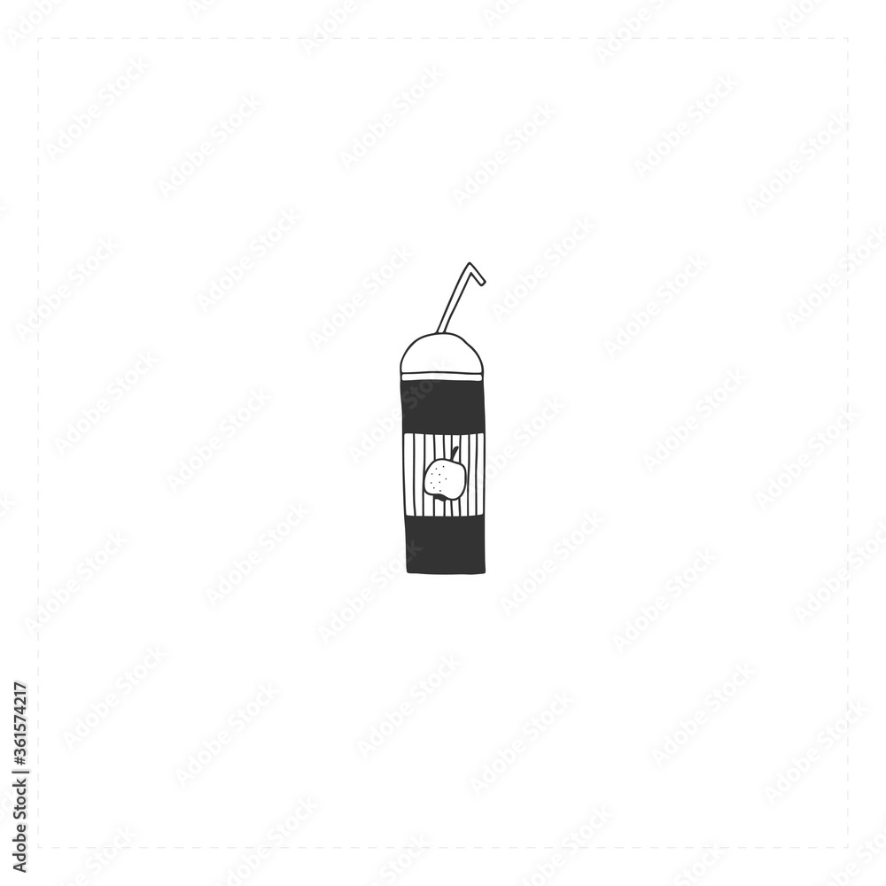 Vector hand drawn icon, a mug with a juice. An isolated object, food and drink illustration. Vector hand drawn icon, a mug with a juice. An isolated object, food and drink illustration.