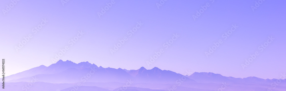 Fantastic purple panorama of mountains