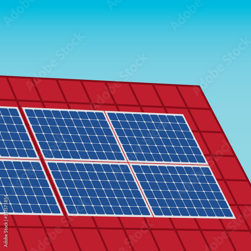 roof with solar panels- vector illustration