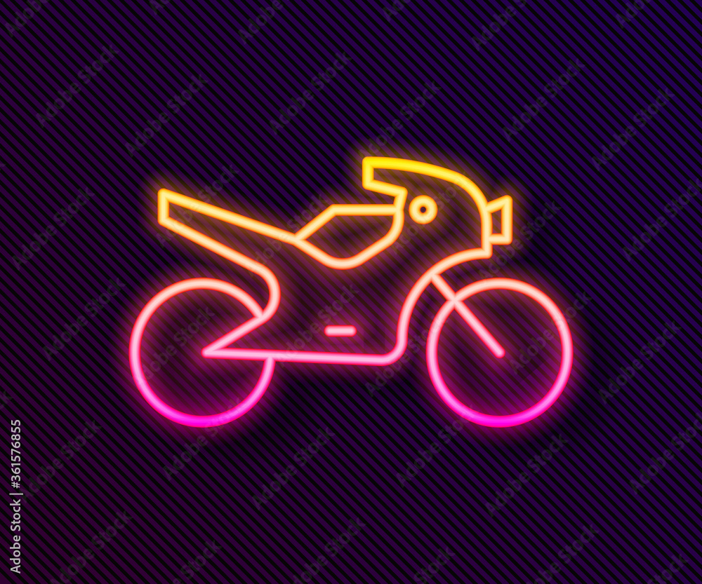 Glowing neon line Motorcycle icon isolated on black background. Vector Illustration. Glowing neon line Motorcycle icon isolated on black background. Vector Illustration.