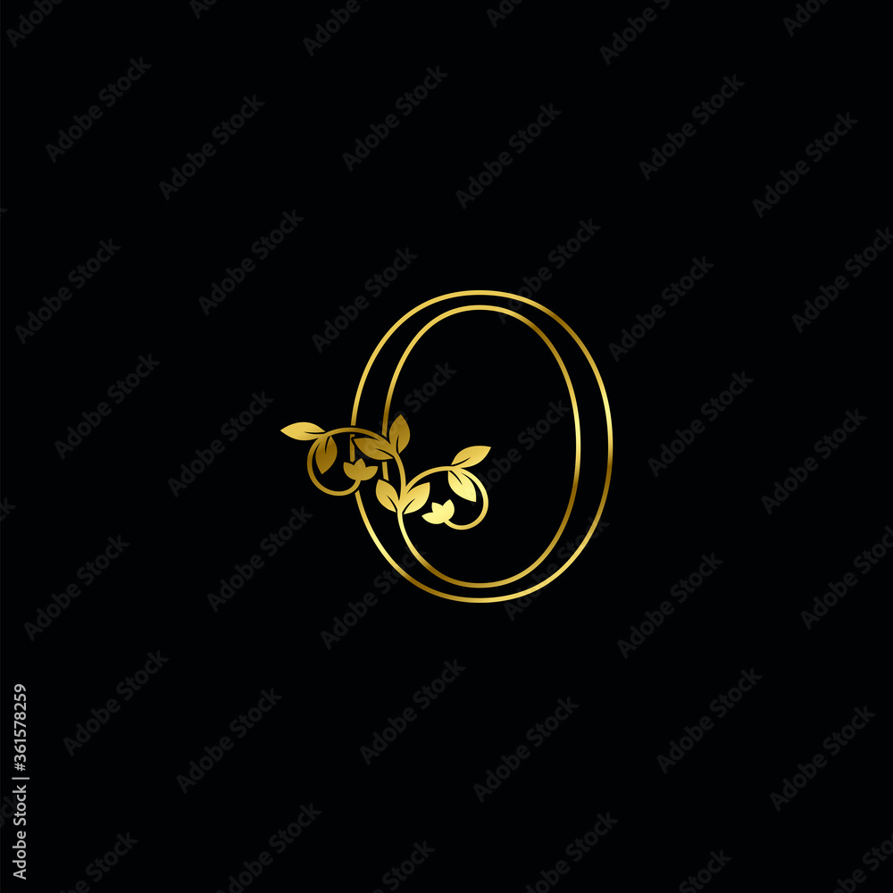 Golden Outline O Letter Minimalist Luxury Initial Nature Tropical Leaf logo Icon Golden Outline O Letter Minimalist Luxury Initial Nature Tropical Leaf logo Icon