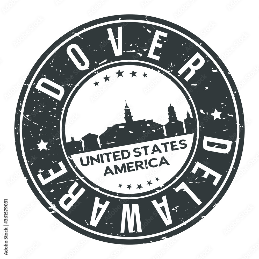 Dover Delaware USA Stamp Logo Icon Symbol Design Skyline City.