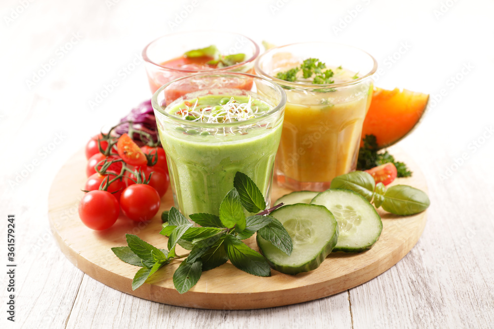 assorted of vegetable smoothie, juice or gazpacho assorted of vegetable smoothie, juice or gazpacho