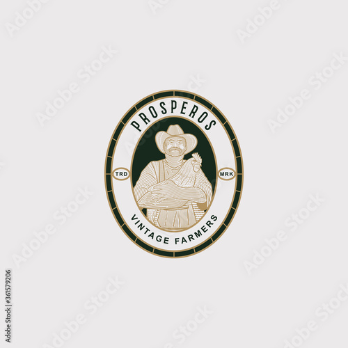 Vintage Farmer Logo Design Illustration