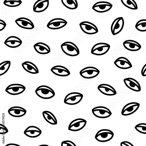 Seamless pattern with hand drawn eye, vector illustration