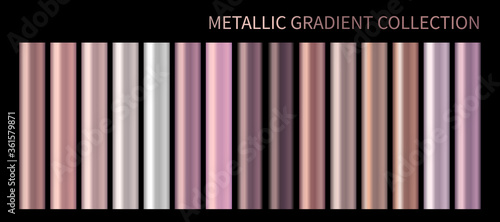 Metallic rose gold vector gradient, bronze, pastel peach pink colorful palette