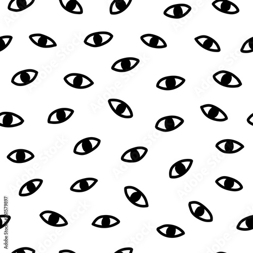 Seamless pattern with hand drawn eye, vector illustration