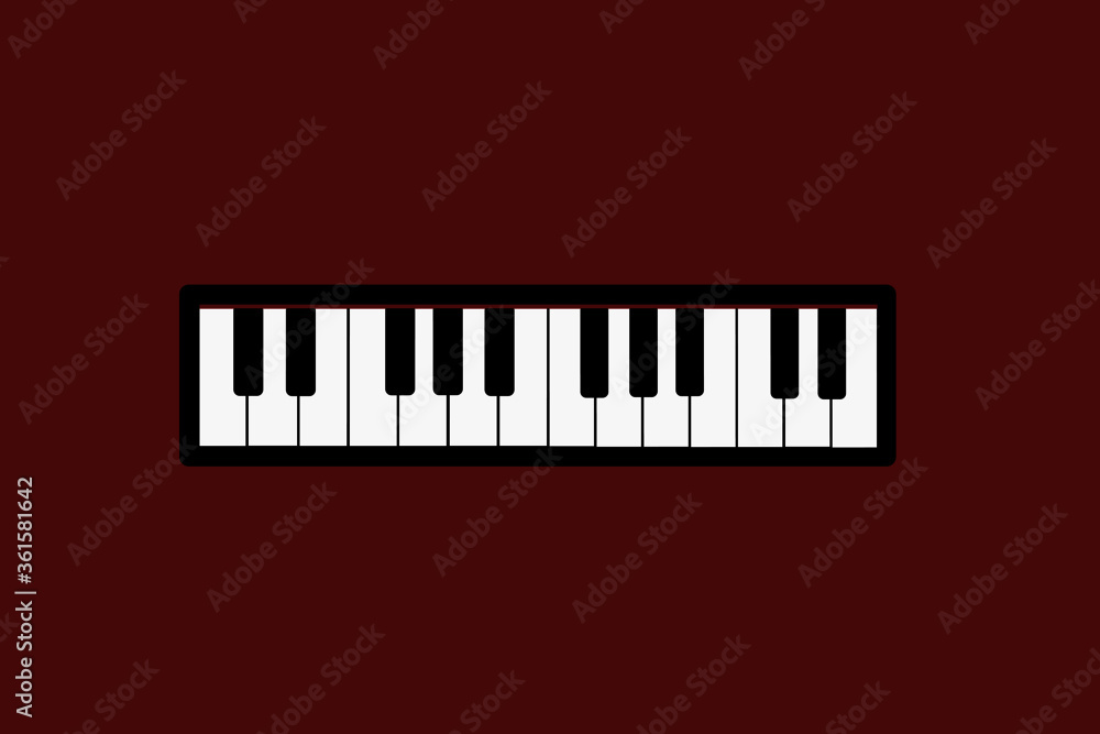 Fototapeta premium Piano keyboard vector icon illustration.