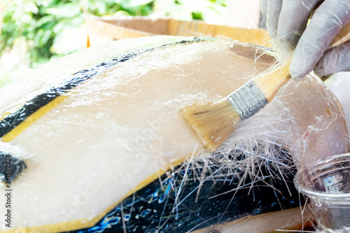 white glass fiber composite hand lay up raw material background