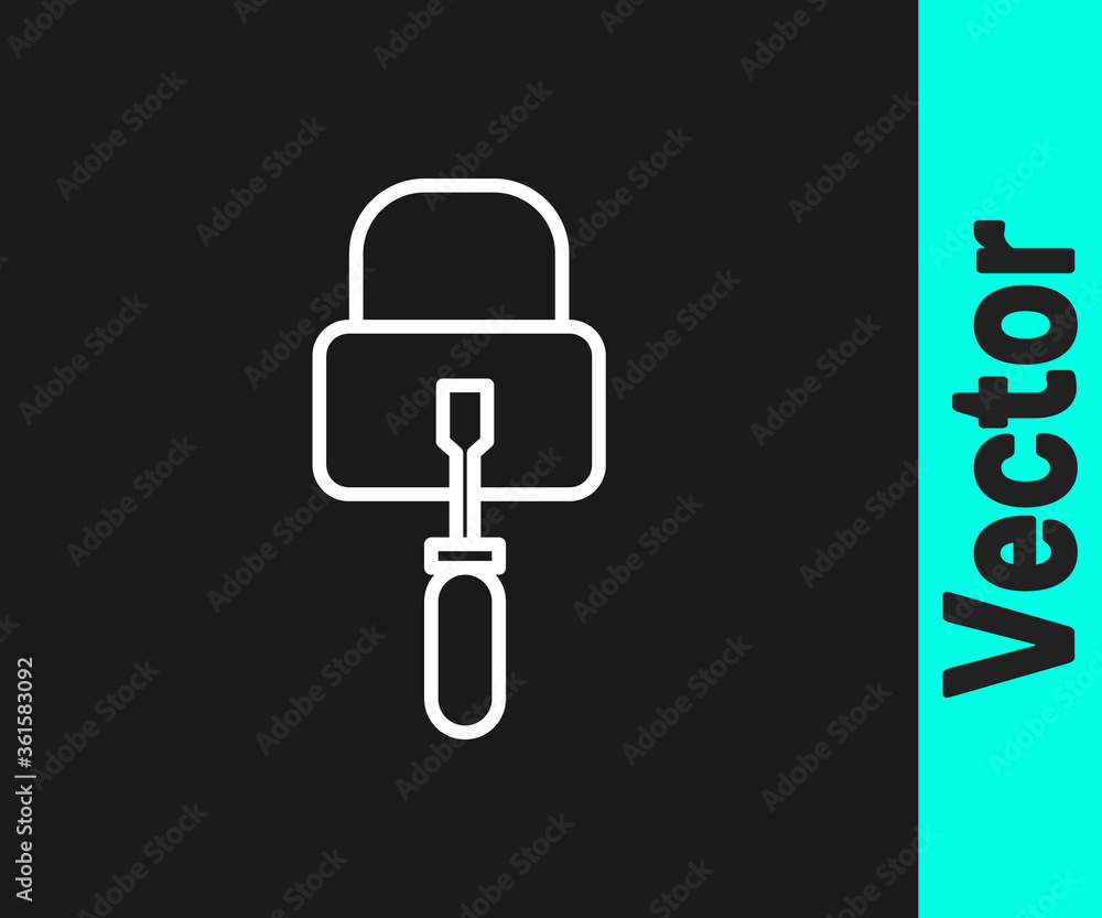 White line Lockpicks or lock picks for lock picking icon isolated on black background. Vector Illustration. White line Lockpicks or lock picks for lock picking icon isolated on black background. Vector Illustration.