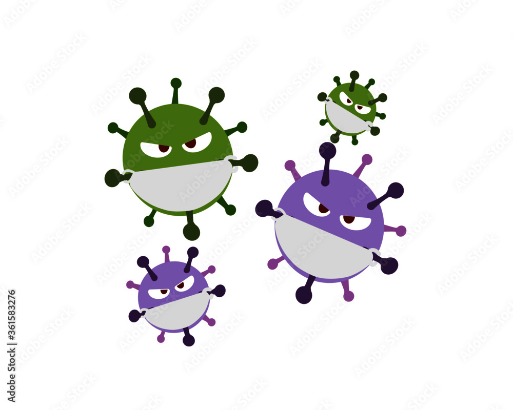 Obraz premium Coronavirus or bacteria cell, ncov cartoon icon vector illustration.