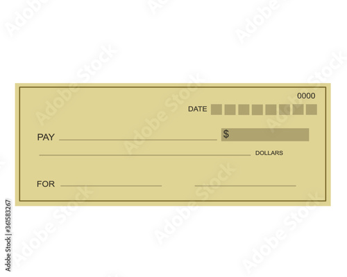 Bank cheque isolated on white. icon vector illustration.