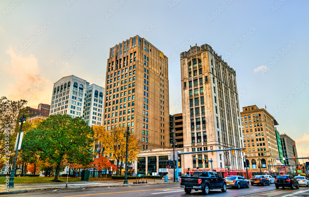 Historic buildings in Downtown Detroit - Michigan, United States