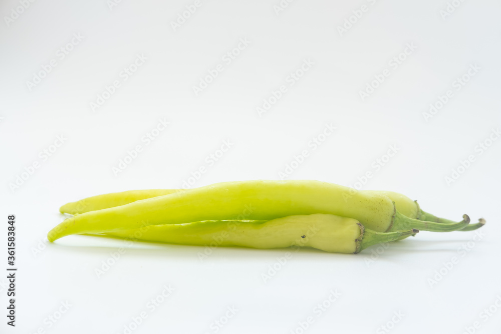 Fresh green sweet peppers (banana peppers)