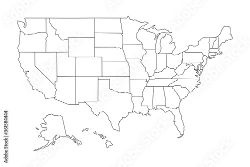 Super High detail of USA map. Outline map of America on white background. Vector Illustration.