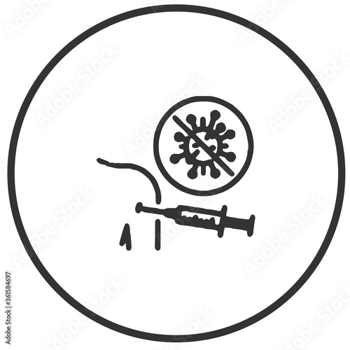 Injecting vaccine to protect against virus icon vector illustration