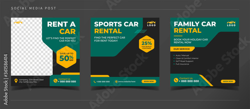 Automotive car rental banner for social media post template