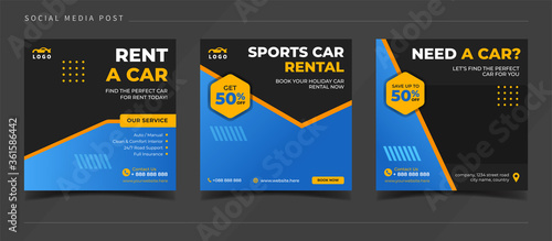 Car sale and rental banner for flyer and social media post template
