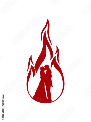 Heiße Feuer Hochzeit Paar Mann Frau schön 