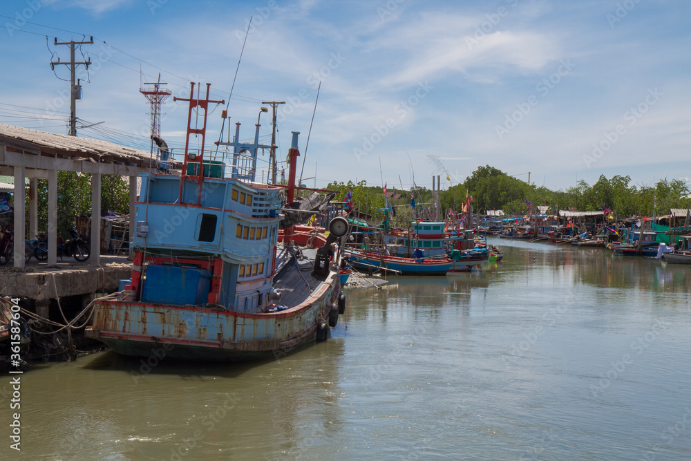 fishing boats in the port of thailand