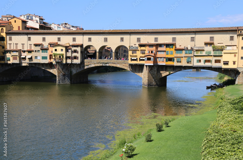 Old Bridge called Ponte Vecchio over Arno River in Tuscany Regio