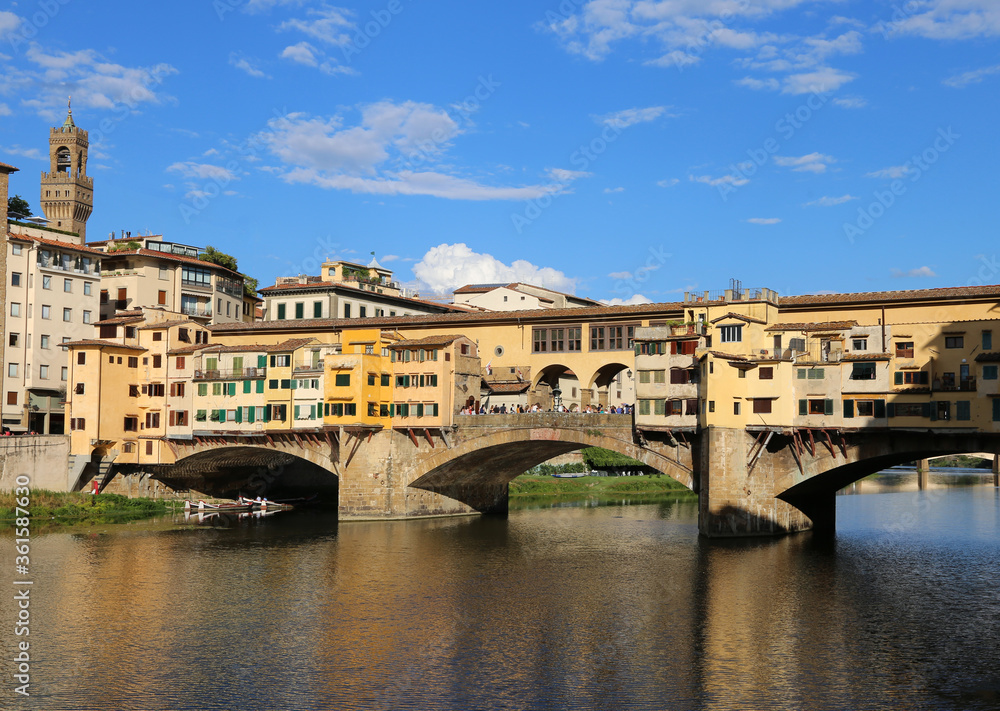 Old Bridge called Ponte Vecchio over Arno River in Florence in I