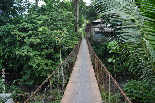 A hanging bridge in the countryside