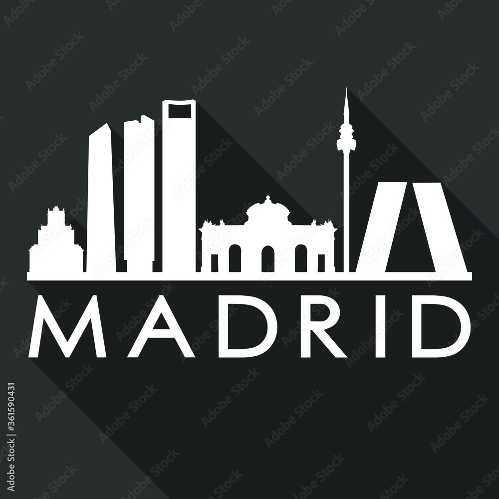 Madrid Flat Icon Skyline Silhouette Design City Vector Art Famous Buildings
