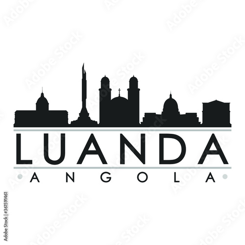фотографія Luanda Angola Skyline Silhouette Design City Vector Art Famous Buildings