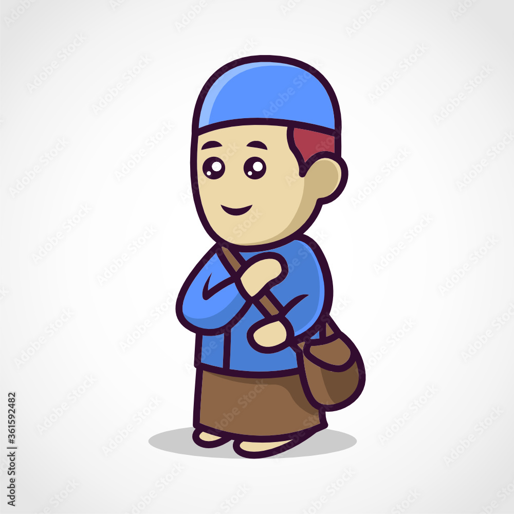 Cute muslim character mascot design Cute muslim character mascot design