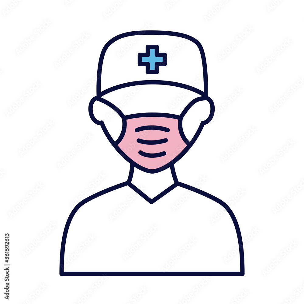 male nurse wearing medical mask line and fill style icon male nurse wearing medical mask line and fill style icon