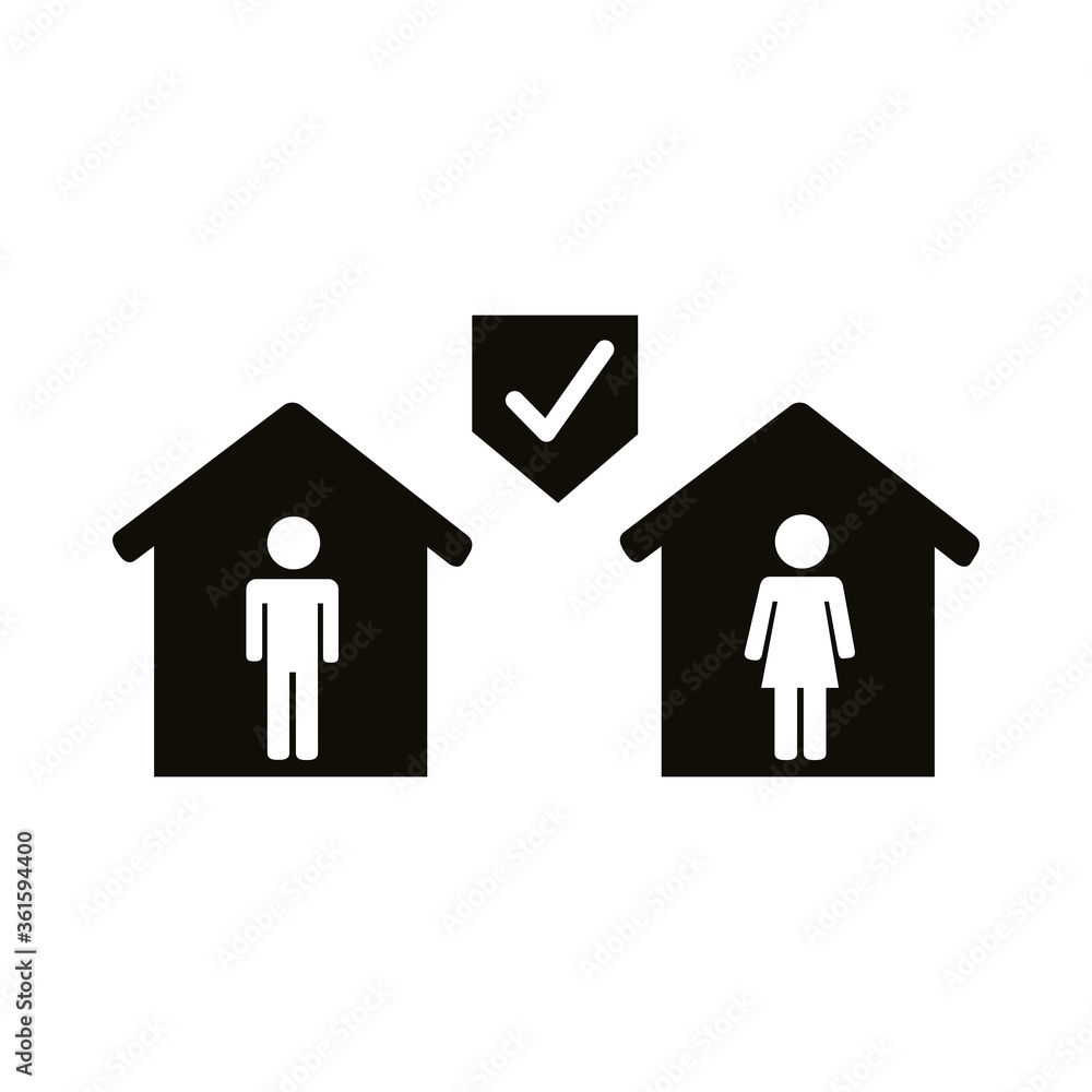 humans inside house distance social silhouette style humans inside house distance social silhouette style