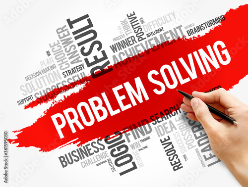 Problem solving aid word cloud collage, concept background