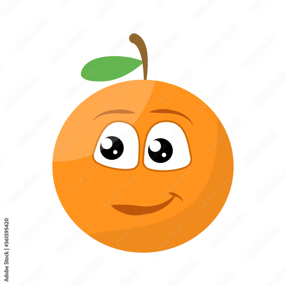 Cute Orange character with happy smiling face Vector illustration Cute Orange character with happy smiling face Vector illustration