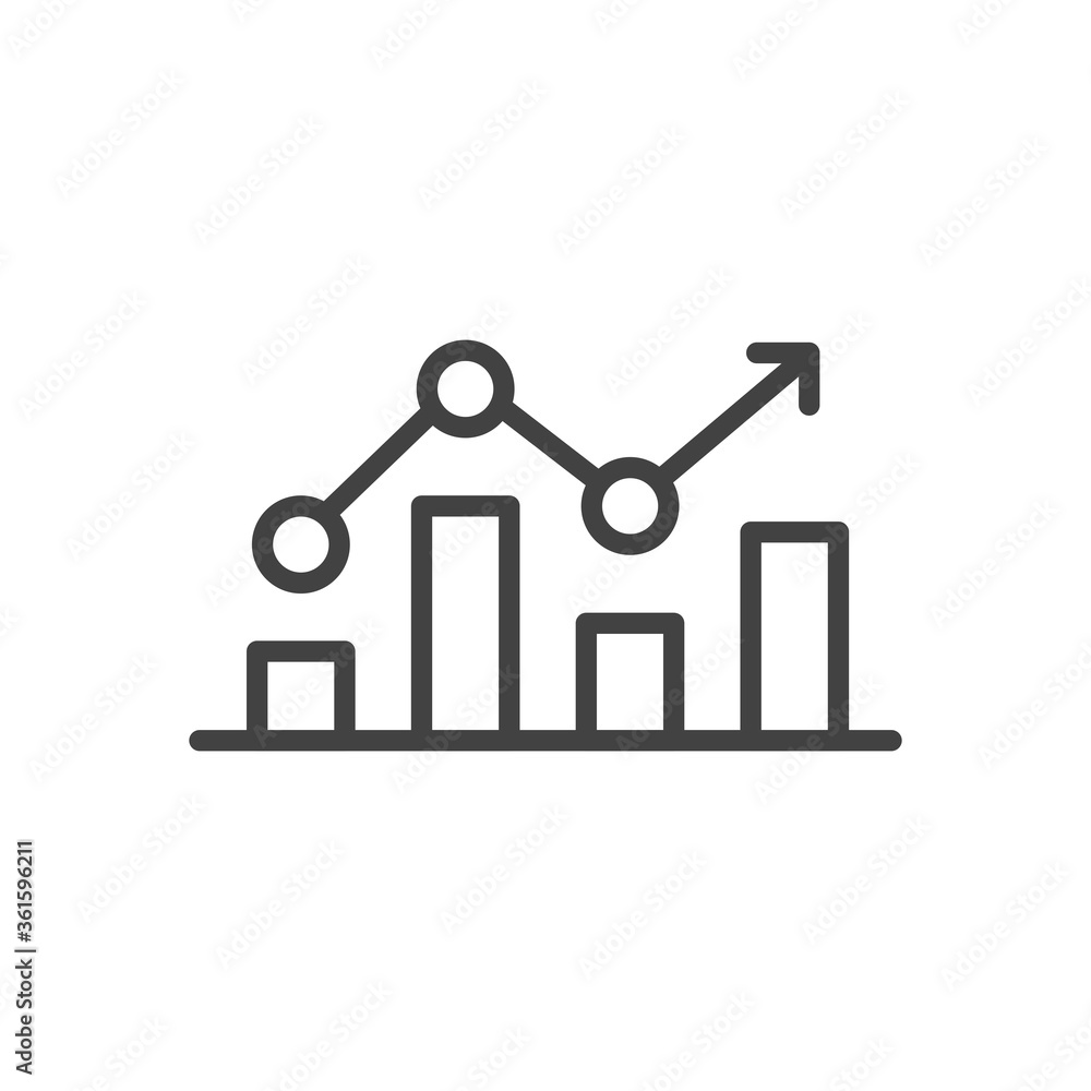 Graph icon or logo in modern line. Line chart icon. Vector Illustration. Graph icon or logo in modern line. Line chart icon. Vector Illustration.