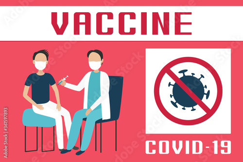 COVID-19 immunization. Cartoon style. Vector illustration.