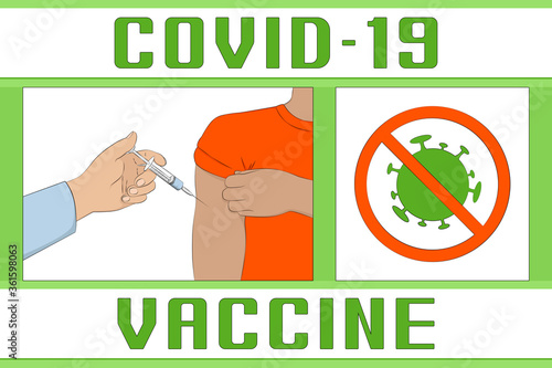 Coronavirus vaccination. Cartoon style. Vector illustration.
