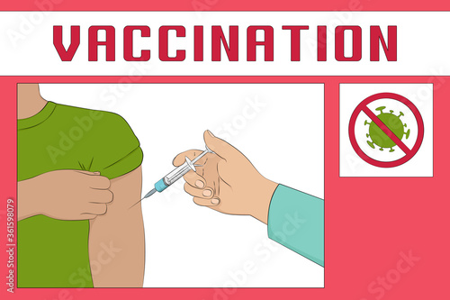 COVID-19 immunization. Cartoon style. Vector illustration.