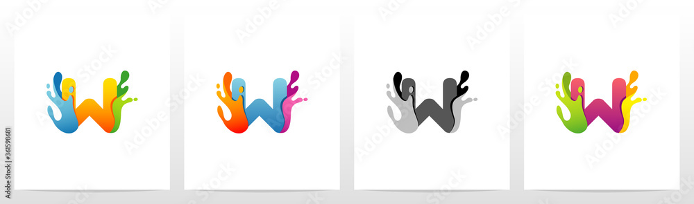 Colorful Splashes On Letter Logo Design W Colorful Splashes On Letter Logo Design W