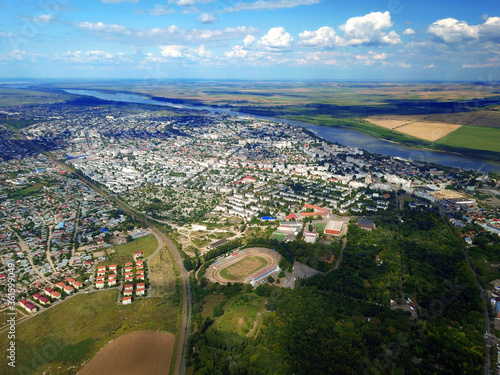 Beautiful Aerial View Of Braila City And Danube River Romania Europe photo