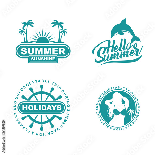 Logo Template Design with Summer Theme Bundle Set