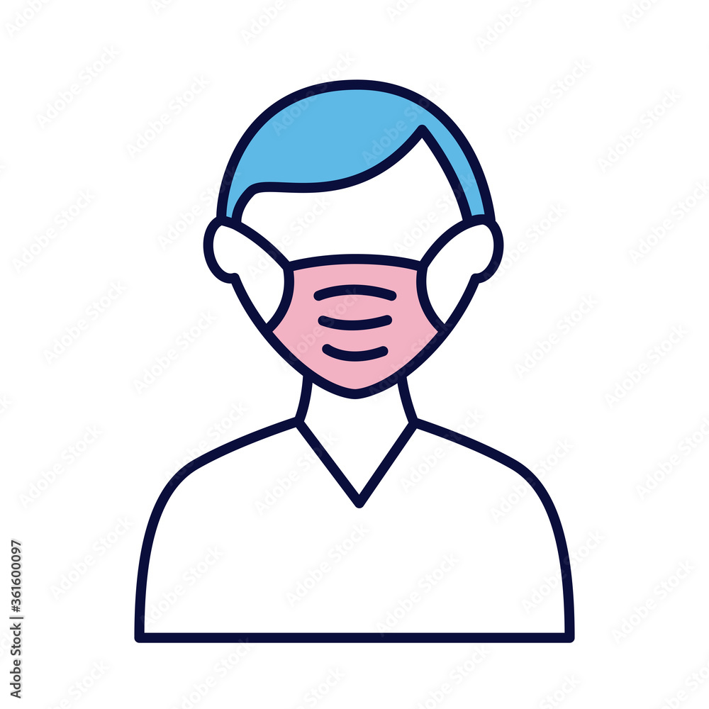 male wearing medical mask line and fill style icon male wearing medical mask line and fill style icon
