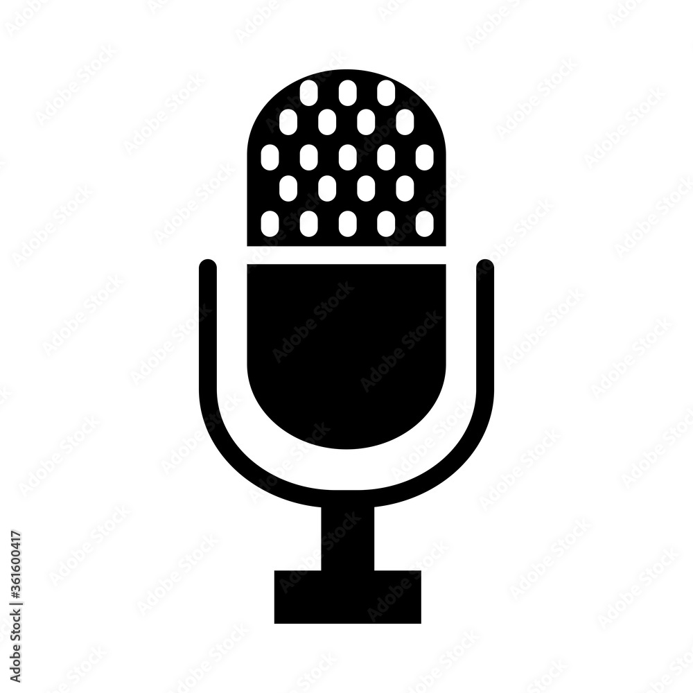 classic retro microphone icon, silhouette style classic retro microphone icon, silhouette style
