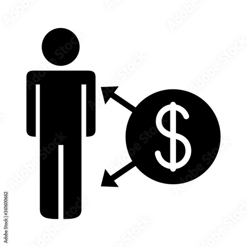 businessman figure with money symbol silhouette style icon