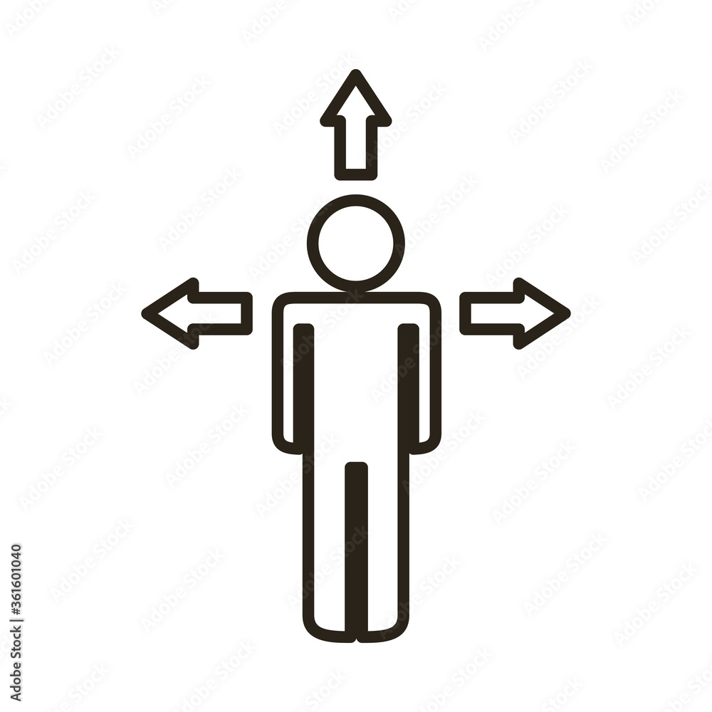 businessman figure with arrows line style icon businessman figure with arrows line style icon
