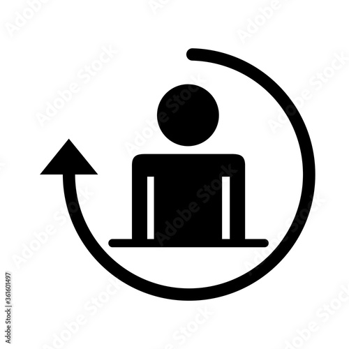 businessman figure with arrow around silhouette style icon