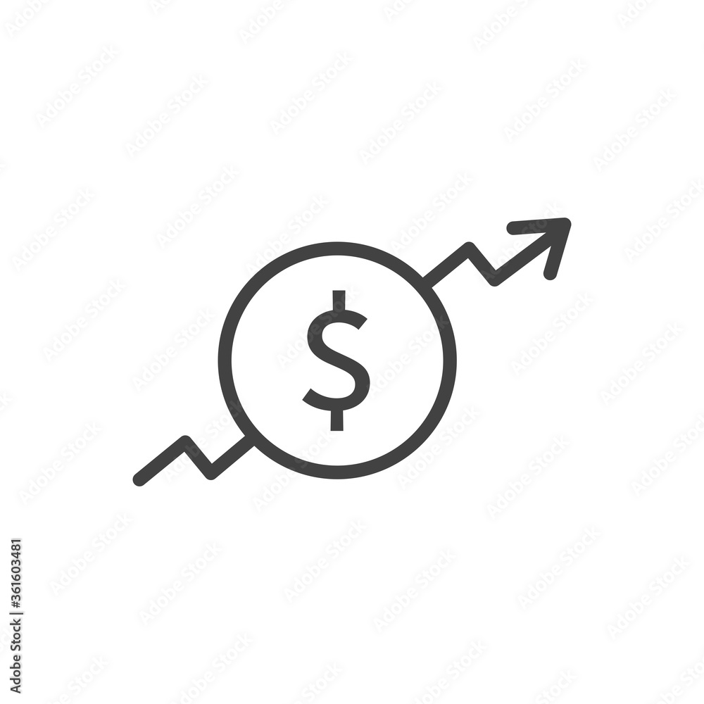 Dollar growth icon. Chart up. Vector Illustration. Dollar growth icon. Chart up. Vector Illustration.