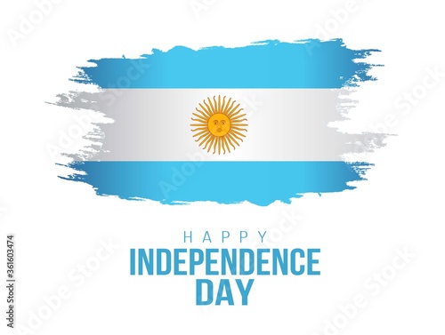 Argentina flag made in brush stroke background. Independence day of Argentina. Creative Argentina national country flag icon. Abstract brush flag background.